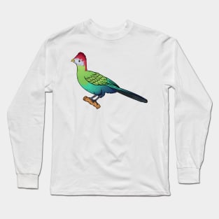 Red-crested turaco bird cartoon illustration Long Sleeve T-Shirt